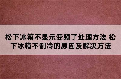 松下冰箱不显示变频了处理方法 松下冰箱不制冷的原因及解决方法